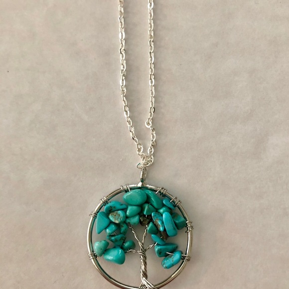 Turquoise Necklace Tree Of Life Pendant/Chain - Picture 6 of 8
